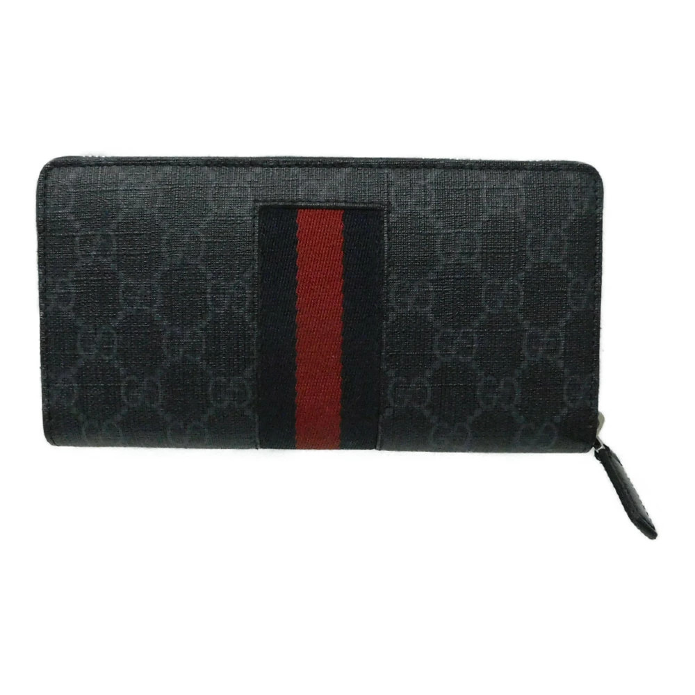 Gucci Sherry Round Long Supreme Wallet GG Red Zipper Gray